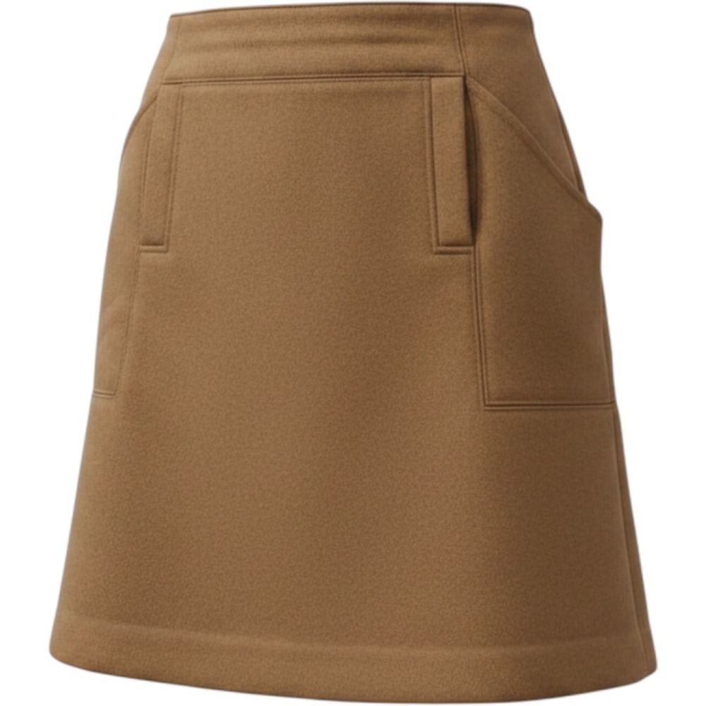 Ann Taylor LOFT Wool Blend Mini Skirt Camel Brown A-Line Pocketed Size 10